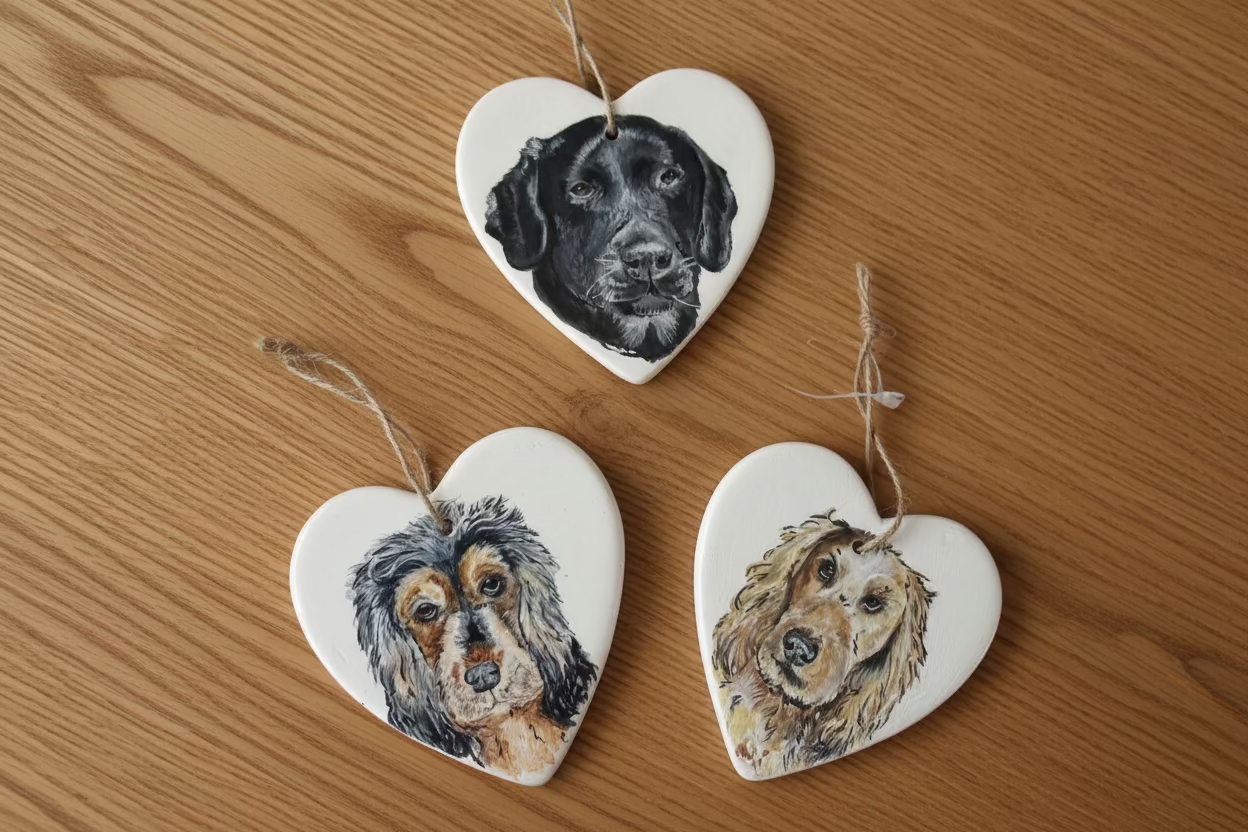 Hand Painted Pet Portrait Hanging Decorations
